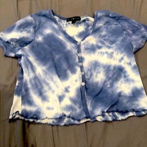 This is a large sky colored crop top